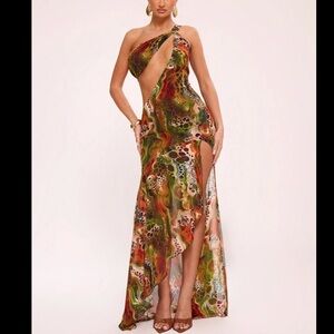 Elegant One-Shoulder Multicolor Dress